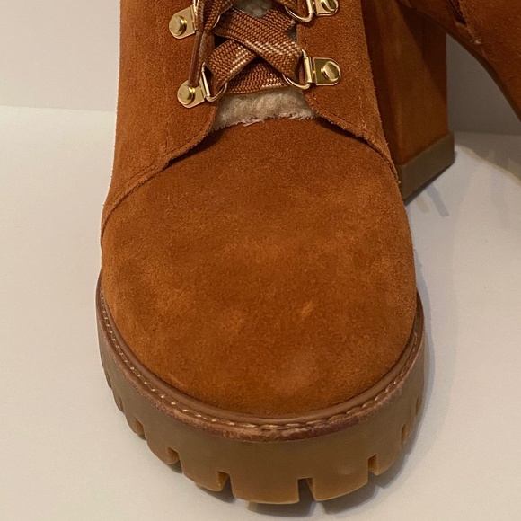 Gianni Bini Sight See Suede Shearling Lug Sole Hiker Platform Booties - Picture 7 of 10
